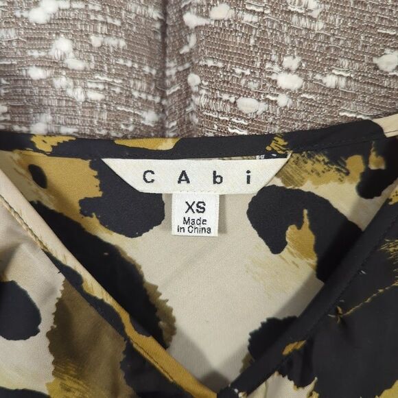 CAbi ‎ Animal Print Ruffle Spaghetti Strap Tank Top Black/Brown #174 Women's XS - Picture 7 of 10